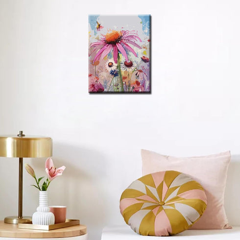 Tucocoo Echinacea Flowers Paint by Number for Adults Beginner, DIY Digital Oil Painting Kits on Canvas with Brushes and Acrylic Pigment, Beautiful...
