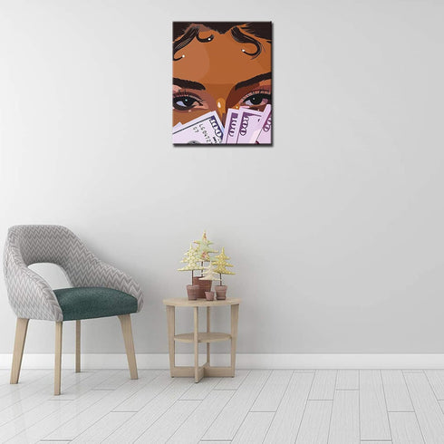 Black Fashion Girl Paint By Bumbers For Adults Beginner African American Woman DIY Paint by Numbers Acrylic Paint Canvas Girls Bedroom Decor Paint...