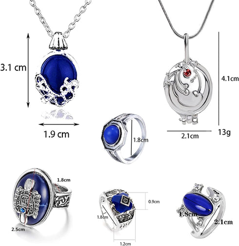 UoYu 28 pcs The Vampire Diaries Jewelry Sticker Set Elena Gilbert Opening Vervain Locket Pendant Necklace Sapphire Crystal Daylight Family Vampire...