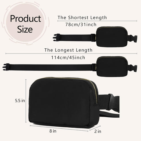Waist Pack for Running Fanny Pack for Women and Men Gift Crossbody Belt Bag Bum Bag with Adjustable Strap for Sports for Men and Women Black...