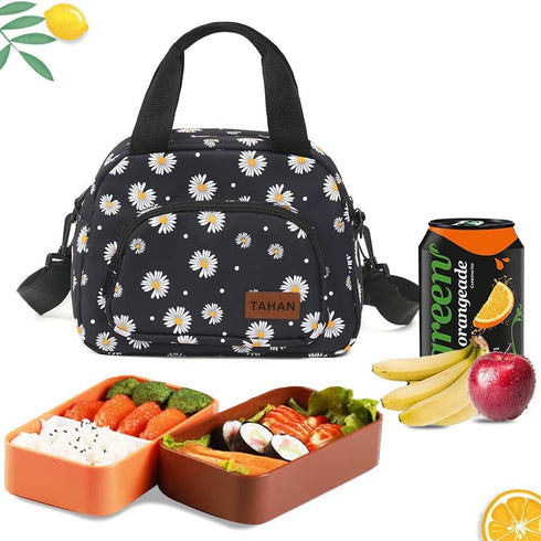 Insulated Lunch Box For Women Office Work Designer Small Lunch Cooler For Girls Fit Fresh Thermal Hot Lunch Bag For School Teen Three Pocket Soft ...