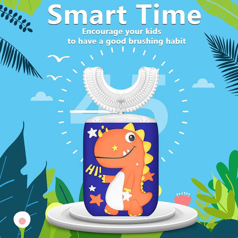 Kids Electric Toothbrush, U Shaped Ultrasonic Automatic Toothbrushes Dinosaur Design with Six Modes Smart Timer Replacement Brush IPX7 Waterproof ...