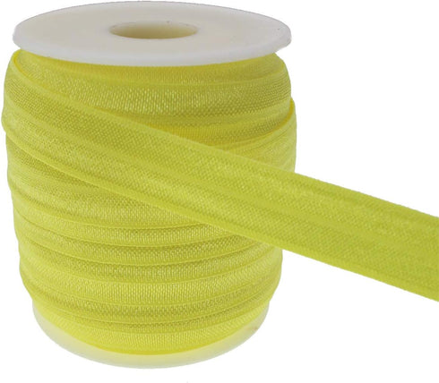 PAMIR TONG 25 Yards 5/8'' Fold Over Elastic FOE Headband Baby Hairbow Soft Foldover Elastic Binding Webbing Tape Craft Sewing (Yellow)...