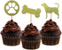 Morndew 24 PCS Gold Glitter Dog Palm and Bone Cupcake Toppers for Baby Shower Birthday Party Wedding Party Decorations...