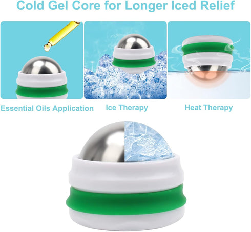 AHIER Cold Massage Roller Ball, Cold Therapy Relief, Free Rolling Removable Gel Ball Deep Tissue Massage Pain Relief, Great Tool for Back/Neck Pai...