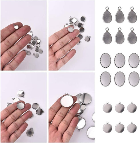 20pcs Stainless Steel Pendant Trays for Jewelry Making Finding Round Bezel 30x30mm...
