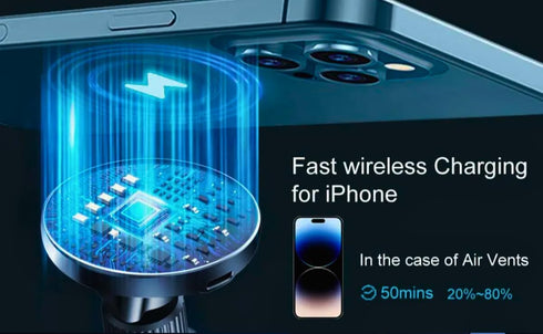 Gaoyi Universal Wireless Car Charger Mount, MagSafe Compatible, Magnetic Air Vent Mount with 15W Fast Charging for iPhone 12/13/14 Series, Black...