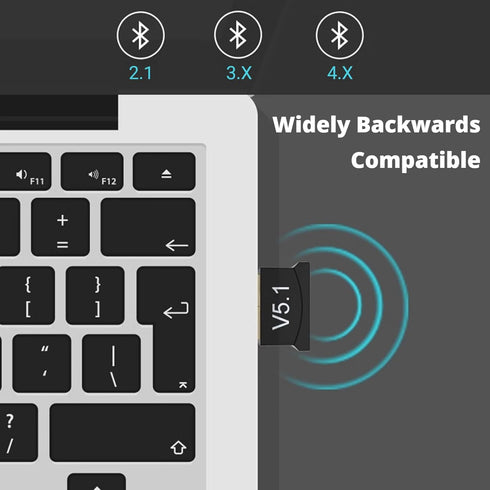 USB Bluetooth Adapter, Driver Long Range Bluetooth 5.1 Dongle Receiver for PC, Backward Compatible with Bluetooth 2.1/3.x/4.x?Plug and Play for Wi...