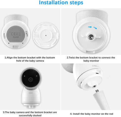 HOLACA Flexible Twist Mount for ARENTI Video Baby Monitor Camera Stand Bracket with 1/4 Threaded Hole Holder and Adjustable 360 Degree Mount for C...
