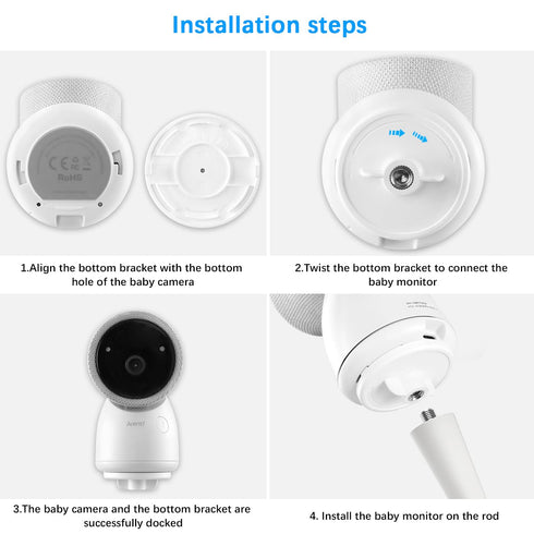 Flexible Twist Mount for Arenti Baby Monitor?No Tools or Wall Damage Required (White)...
