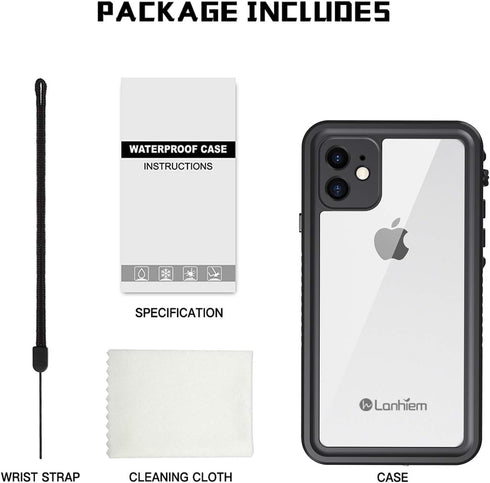 Lanhiem for iPhone 11 Waterproof Case, 360 Full Body Protection Underwater Dustproof Shockproof Clear Cover with Built-in Screen Protector Fit for...