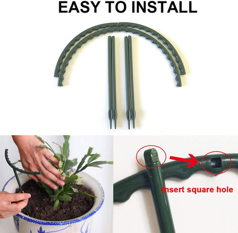 10 Pack Plant Support Plant Stakes, Metal Half Round Plant Support Ring Plastic Plant Cage Holder Flower Pot Climbing Trellis for Small Plant Flow...