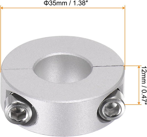 2pcs Double Split Shaft Collar for 16mm Shaft Set Screw Clamp-On Collars, 35mm OD, 12mm Width, for Stoppers, Position, Hold Timing Pulleys, Machin...
