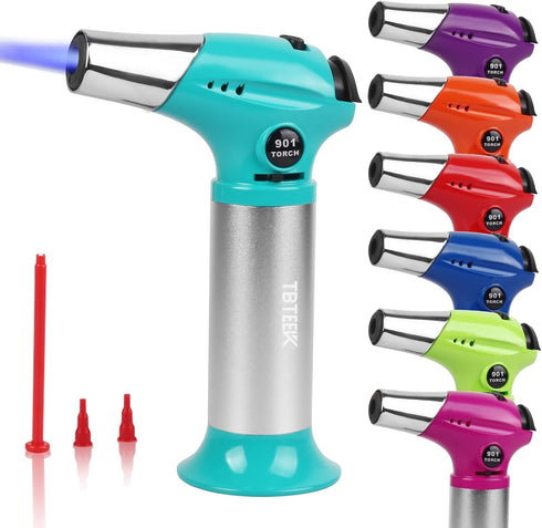 TBTEEK Butane Torch T901, Kitchen Torch Cooking Torch with Safety Lock & Adjustable Flame for Cooking, BBQ, Baking, Brulee, Creme, DIY Soldering(B...