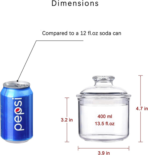 13.5oz Small Acrylic Storage Jar, Airtight Lid with Silicone Sealing Ring, Ideal Canister Container for Sugar, Tea, Spices, Herbs, Shells, Bath Sa...