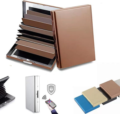 RFID BlockingStainless Steel Credit Card Holder, Men Women Metal Slim Wallet For Driver's License, ID Cards, Credit Cards, Or Business Cards (Rose...