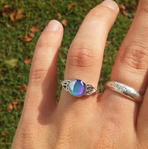 HUKQBUNX 925 sterling silver fashion color changing mood Ring Round Cut Cubic Zircon eternal CZ commitment Moonstone mood change wedding engagemen...