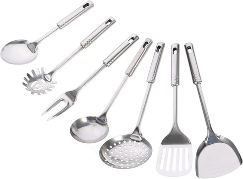 UPKOCH 7pcs Cooking Utensils Set Stainless Steel Kitchenware Cooking Soup Ladle Shovel Strainer Cooking Tool for Kitchen...