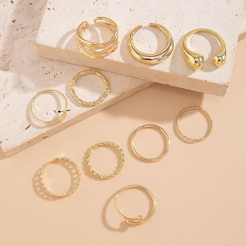FUTIMELY 14K Gold Stackable Knuckle Rings Set for Women Teen Girls,Aesthetic Silver 10Pcs Trendy Dainty Open Midi Rings Set,Midi Finger Rings Pack...