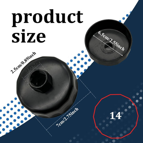 Oil Filter Wrench, Heavy Duty Oil Filter Removal Tool, 64.3mm 14 Slots Oil Filter Cap Wrench Tool Compatible with Toyota, Lexus, RAV4, Camry, Tund...