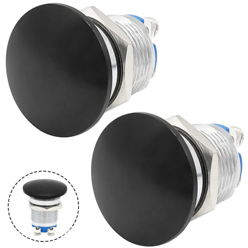 2PCS 16mm Self reset Push Button Switch Metal Mushroom Head Round Start Button AC/DC 12V-250V? Domed Screw Terminal? Suitable for 0.63 '' mounting...