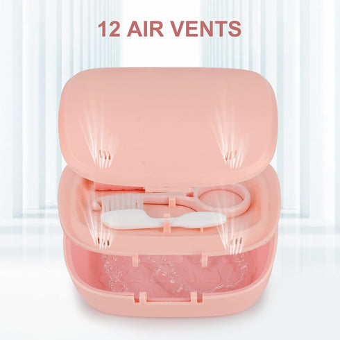 Denture Bath Box Cup?With mirror Dental braces Kit Portable Retainer Case?False Teeth Storage Box Holder?With braces chewable tablets? Braces remo...