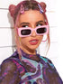 GIFIORE Retro 90s Rectangle Sunglasses For Women Trendy Chunky Glasses Black Pink Frame...