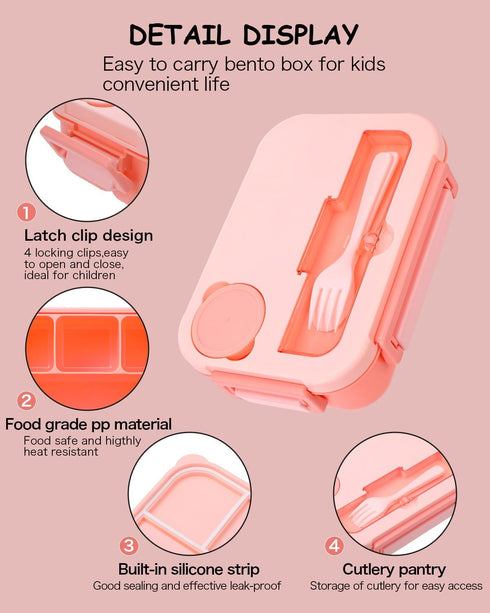 Vensp Bento Box Adult Lunch Box, Bento Box with 4 Compartments,Woman Lunch Box Containers for Work with Utensils,Sauce Jar, Muffin Liners,Microwav...
