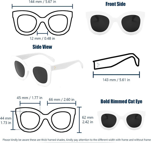 Freckles Mark Thick Fashion Butterfly Sunglasses for Women Trendy Round Cat Eye Sun Glasses...