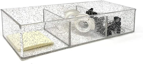 Isaac Jacobs Large 3-Compartment Acrylic Stackable Organizer (12.9" L x 5" W x 2.7" H), Multi-Sectional Tray & Storage Solution for Makeup, Craft ...