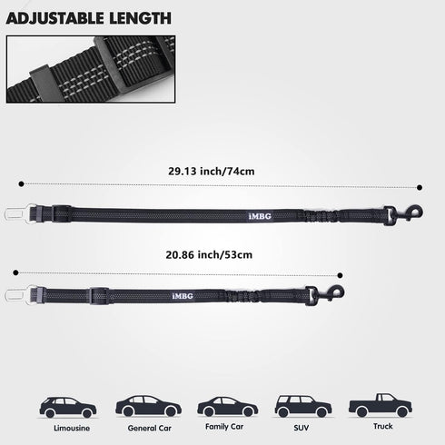 Dog Seat Belts for Car, Adjustable Nylon Restraint Car Seat Belt for Dog, Strong Dog Car Safety Harness with Elastic Bungee Buffer, 360 Degree Swi...