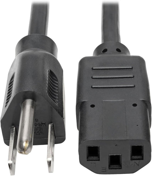 Tripp Lite Standard Computer Power Cord 10A,18AWG (NEMA 5-15P to IEC-320-C13) 4-ft.(P006-004) Black...