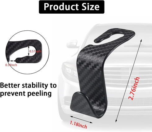 Car Seat Headrest Hooks, 4 Pack Auto Durable Backseat Hangers Storage Organizer, Universal Car Interior Accessories for Purse, Grocery Bags, Handb...