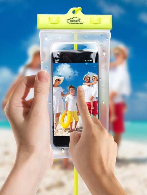 Jokari Waterproof Floating Phone Case with Neck Strap and Emergency Whistle. Use Touchscreen and Bluetooth in Pouch, Keep Your Phone Dry and Stay ...