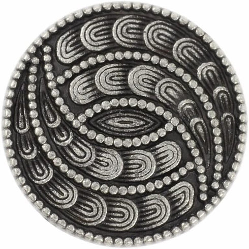 Bezelry 12 Pieces Spiral Petals Metal Shank Buttons. 20mm (3/4 inch) (Antique Silver)...