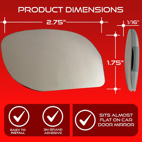 Blind Spot Mirror Fits All Car Side Mirrors | Patented Stainless Steel Mirrors with Bigger Viewing Image, Less Fogging, and Less Sun Reflection by...