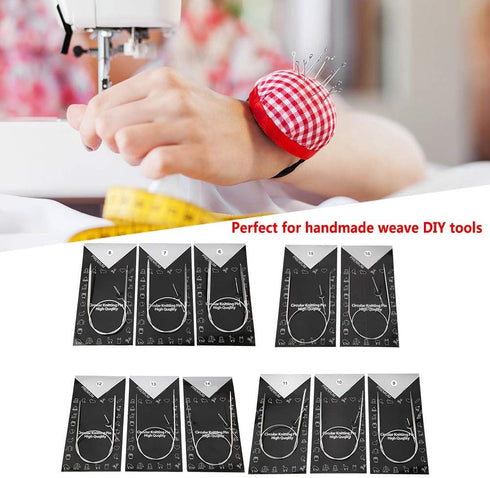 Circular Knitting Needle, 11pcs 43/65/80cm Stainless Steel Multi-size Circular Knitting Needle Weave Kit Handcraft Sweater Weave Needle Crochet Ho...