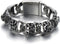 COOLSTEELANDBEYOND Heavy and Study Mens Stainless Steel Biker Skull Bracelet Silver Black Two-tone Polished...