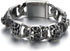 COOLSTEELANDBEYOND Heavy and Study Mens Stainless Steel Biker Skull Bracelet Silver Black Two-tone Polished...