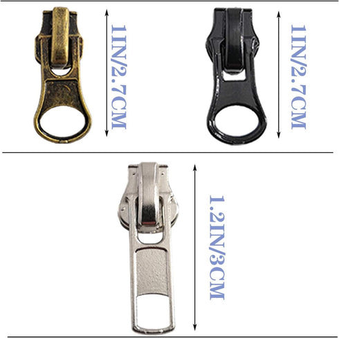 Meikeer 12-Piece #5 Universal Zipper Slider Replacement Kit - Includes Sliders for Easy Repair of Metal, Plastic, and Nylon Coil Luggage, Bags, an...