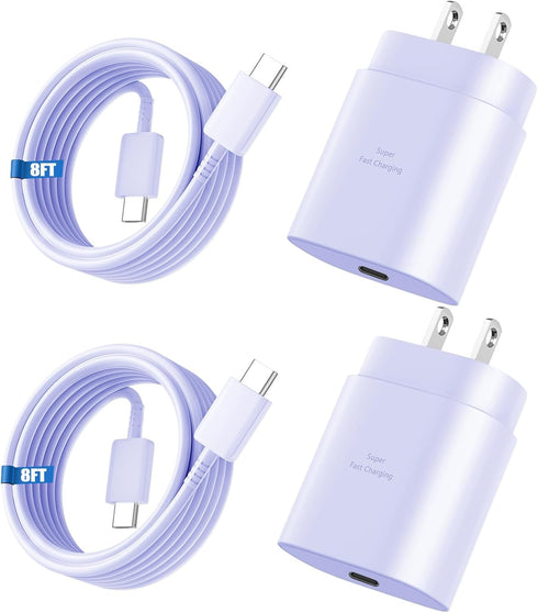Type C Charger Fast Charging, 25W USB C Charger Super Fast Charging Block with 8FT Android Phone Charger Cable for Samsung Galaxy S24 Ultra/S24/S2...