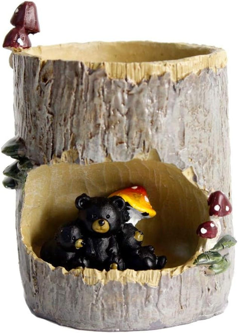 Flower Pot Succulent Planters Tree Hole Pots Resin Flower Plant Pot Office Home Garden Decoration (Bear)...
