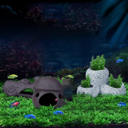 Saim Aquarium Mushroom House Decorations, Ceramic Fish Tank Cave Hideaway Small Fish Shrimp Breeding Cave Fish Tank Landscape Decor for Territoria...