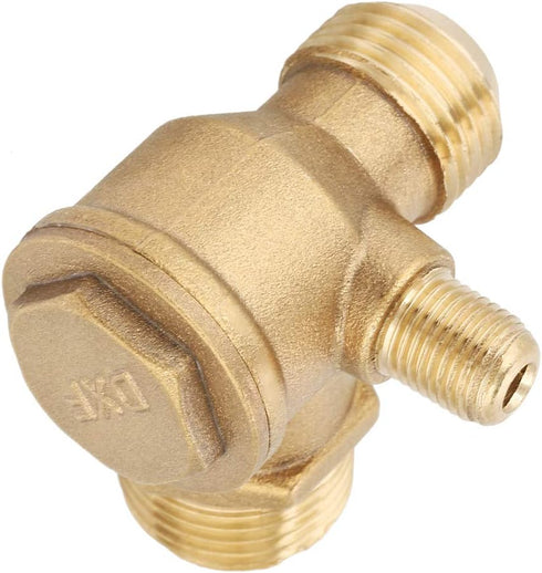 Air Compressor Check Valve, Male Thread 90 Degree Air Compressor Check Valve 3 Port Brass Spare Parts Tube Connector Pipe Joint Tool Replacement f...