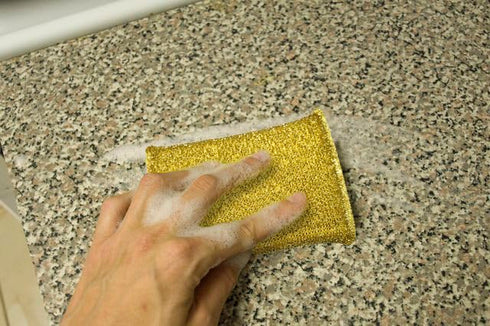 Kitchen Sponge Scrubber, Heavy Duty, Hand Friendly Scouring Sponge for Sink, Pot, Dish Washing Scrubber Non-Scratch Sponge (Gold-Silver)...