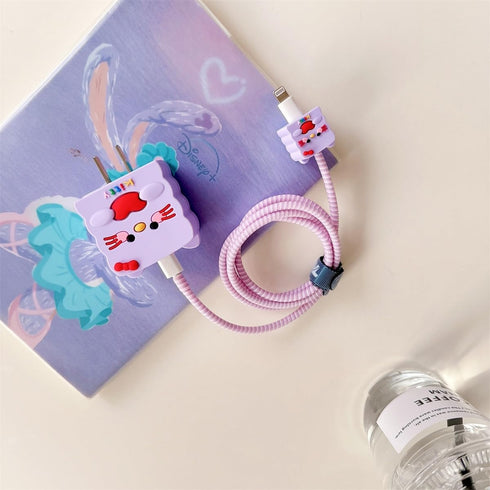 Cute Cartoon Charger Protector Case - Compatible for iPhone 18W 20W USB-C Power Adapter and Lightning Cable (15)......