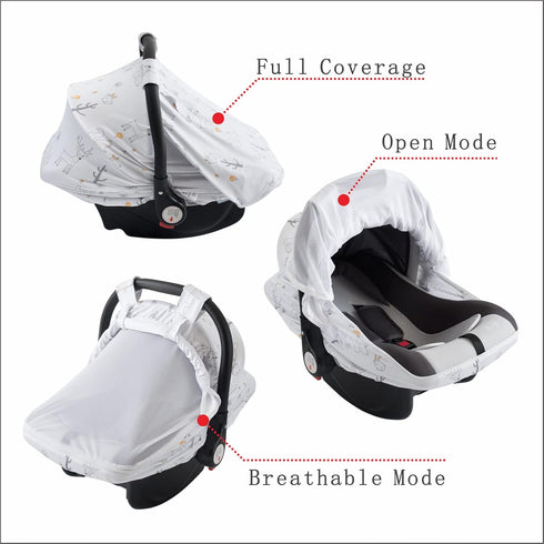 Baby Car Seat Cover, Soft Sun Shade Cover, Breathable Comfortable Privacy Carseat Canopy Protect for Newborn Infant Boys Girls (Animals)...
