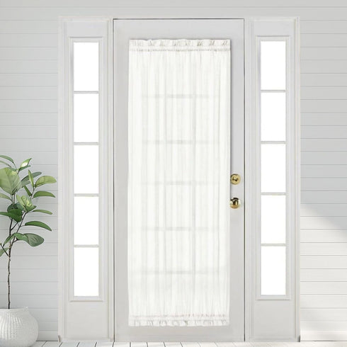 Aquazolax Rod Pocket White Sheer Curtains 72 inches Long Light Filtering Voile Curtain for French/Front Doors/Open Closet (25" Wide, 1 Panel in Wh...