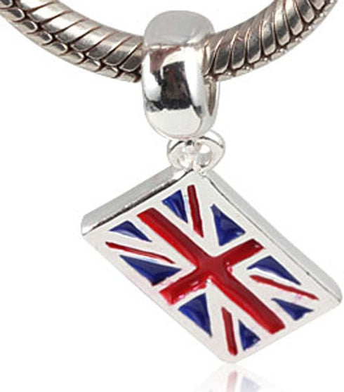 UK Flag Charm 925 Sterling Silver Symol of England Pandant Country Charm for Bracelet...