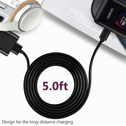 Fast Wall Charger 5FT Charging Cable Cord fit for Alcatel Go Flip, Go Flip 3, Go Flip V, Alcatel Cingular Flip 2/3, Alcatel MyFlip 2, QuickFlip, S...